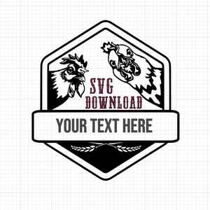 Modèle de logo de ferme avec téléchargement numérique de poulets SVG