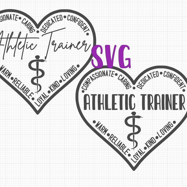 Athletic Trainer inside heart SVG and PNG bundle