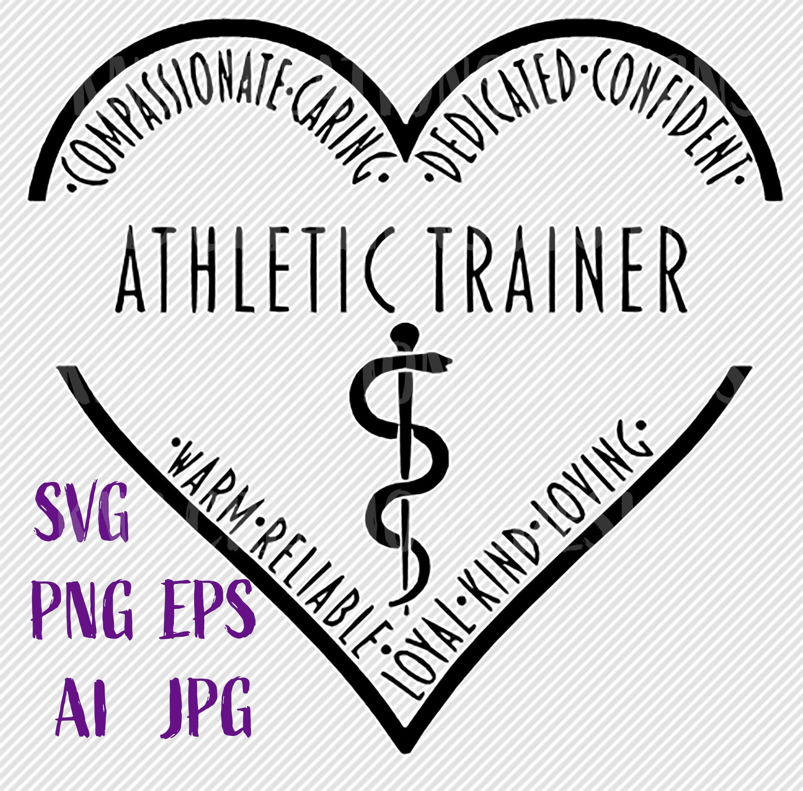 Athletic Trainer Heart Logo Digital Download Svg Png Ai Etsy