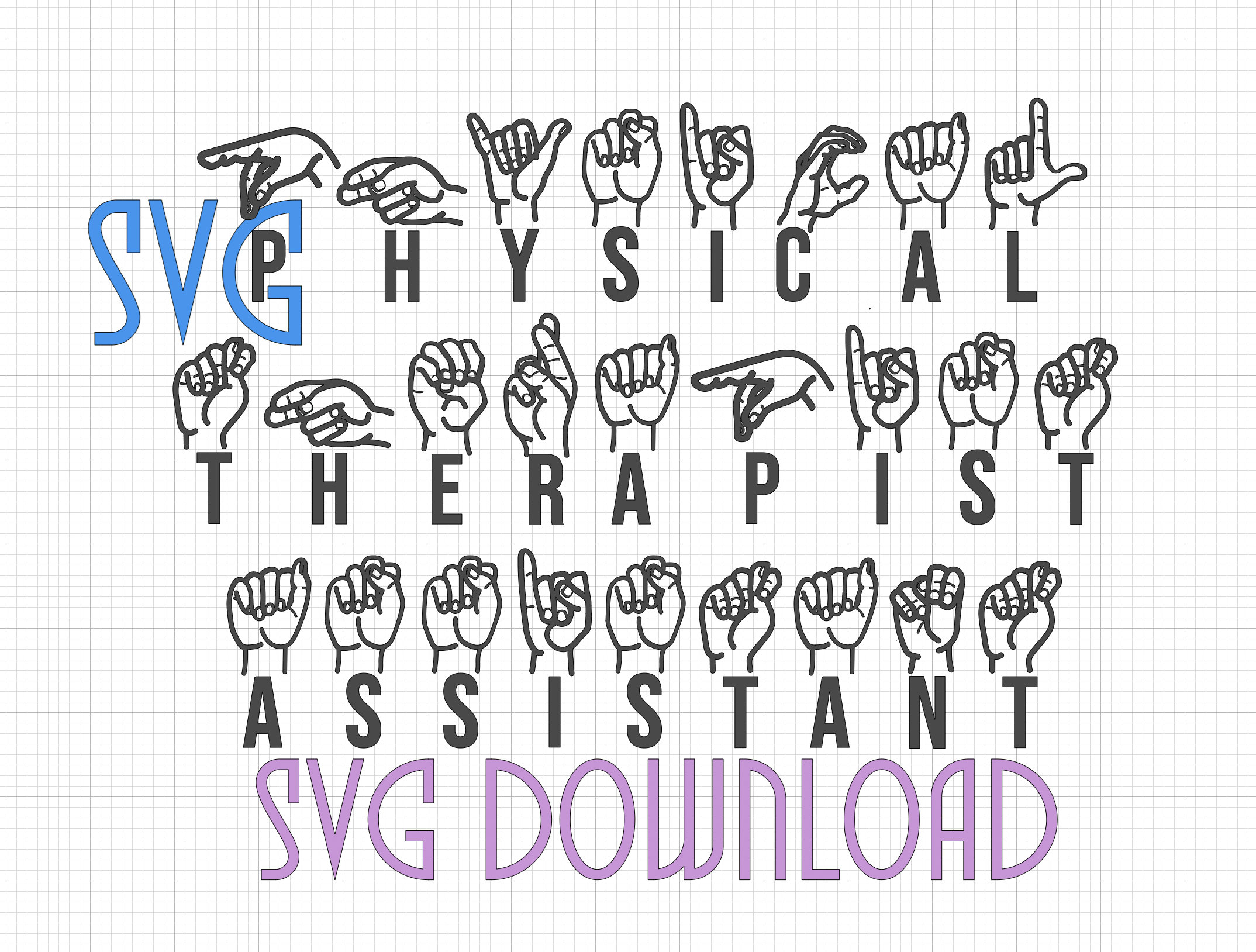 ASL Physical Therapy Assistant SVG Digital Download - Etsy