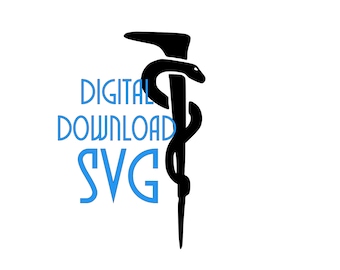 Rod of Asclepius medical symbol SVG digital download