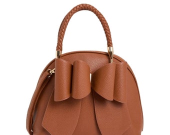 leather purse with bow