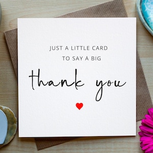 Tarjeta de agradecimiento personalizada, una pequeña tarjeta para decir un gran agradecimiento, tarjeta de agradecimiento, regalo de agradecimiento, tarjeta de agradecimiento especial, para un amigo