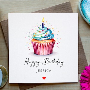 Carte d'anniversaire pour elle, carte d'anniversaire pour femme, joyeux anniversaire, carte d'anniversaire pour femme, gâteau d'anniversaire, anniversaire pour elle