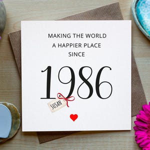 1986 Personalised Name Card , 40th Card, Fortieth, Birthday Card For 40th, Born in 1986, 1986, Forty Birthday Card, For Him, For Her image 1