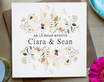 Irish Wedding Card, On Your Wedding Day, Irish Card, Wedding Day Card, Wedding Card, Gaeilge, Handmade Card, Made in Ireland