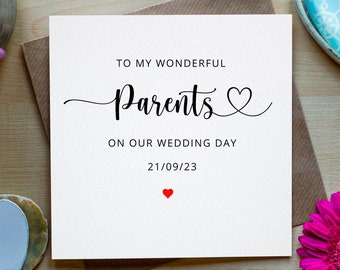 Personalised Parents Wedding Card, Mum and Dad Wedding Card, Mother and Father Wedding Card, Minimalist Card, Wedding Day Card