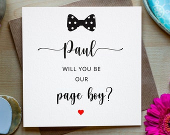 Personalised Will You Be Our Page Boy, Page Boy card,Card For Page boy, Page boy Proposal Card, Page boy Request Card