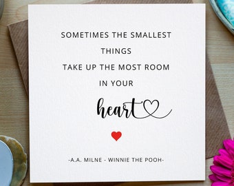 Winnie the Pooh Quote Card, New Baby Card for new Parents, Grandparents, Auntie, Uncle, Congratulations newborn Sentiment Card