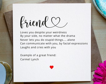 Friend Definition Card, Personalised, Friend Birthday Card,Friendship Cards, Cards For Friend, Card for Friend, Greetings Card For Friend