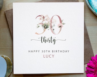 Personalised 30th Birthday Card, Happy Birthday, Card for girl, Happy Birthday card, thirty birthday Card, Made in Ireland