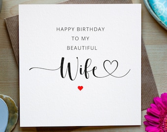 Birthday Card For Her, Happy Birthday To My Beautiful Wife, Wife Birthday Card Romantic, Happy Birthday Wife