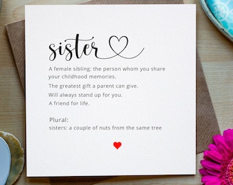 Sister Birthday Card, Dictionary Definition Birthday Card, Fun Card for sister, Irish Made sister card, Sibling Card