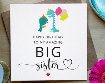 Big Sister Birthday Card, Happy Birthday For Sister, Sister Birthday Card, Birthday Card For Big Sister, Older Sister Birthday Card