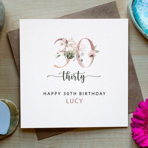Cartão personalizado de 30º aniversário, Feliz aniversário, Cartão para menina, Cartão de feliz aniversário, Cartão de trinta anos, Feito na Irlanda