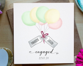 Personalised Balloons Congratulations On Your Engagement, Engagement Card For Couple, Irish Made Engagement Card