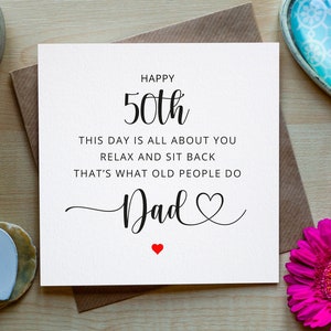 50th Birthday Card For Dad, Happy Fiftieth Birthday Card, Dad 50th Birthday Card, 50th Birthday Gift For Dad. image 1