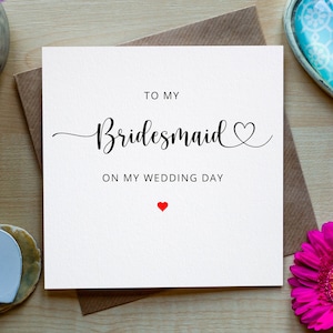 Zu meiner Brautjungfer an meiner Hochzeitstag-Karte, danke Brautjungfer Geschenk, Hochzeitstag-Karte für Brautjungfer, für sie, Freund, Schwester