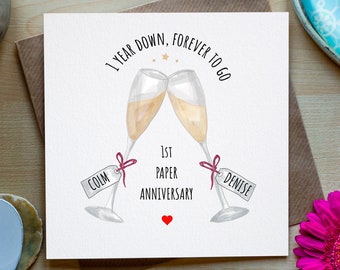 Personalised 1 Year Anniversary Card, Anniversary Card For Boyfriend, Girlfriend, Husband, Wife, Paper Anniversary, One year Down