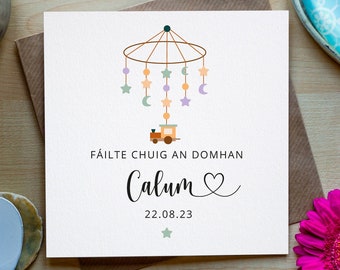 Welcome to the World / Fáilte Chuig an Domhan , New Baby Boy Card, Gaeilge new baby boy card