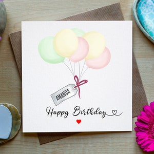 Cartão de aniversário personalizado para meninas - Cartão de aniversário para filha - Cartão de aniversário para sobrinha - Cartões de aniversário personalizados
