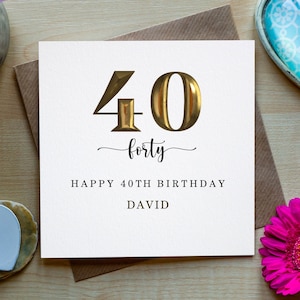 Tarjeta de cumpleaños 40 personalizada, feliz cumpleaños, tarjeta, tarjeta de feliz cumpleaños, tarjeta de cumpleaños cuarenta para marido, amigo