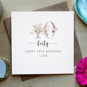 Cartão personalizado de 40º aniversário, Feliz aniversário, Cartão para menina, Cartão de feliz aniversário, Cartão de aniversário de QUARENTA, Feito na Irlanda