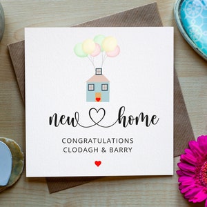 New Home Card, Congratulations, New House, Personalised Home Card, House with balloons card