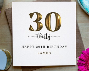 Personalised 30th Birthday Card, Happy Birthday, Card, Happy Birthday card, THIRTY birthday Card for Husband, Friend