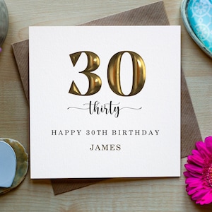 Gepersonaliseerde 30e verjaardagskaart, gelukkige verjaardag, kaart, gelukkige verjaardagskaart, 30e verjaardagskaart voor echtgenoot, vriend