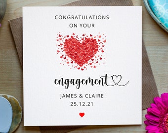 Personalised Engagement Card, Love heart card, Congratulations Engagement Personalised, Irish Made Engagement Card