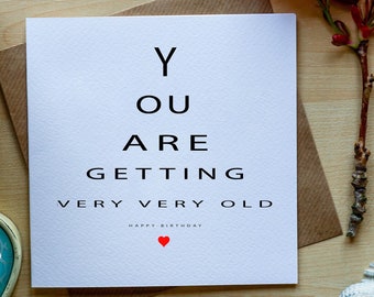 You are getting really old - Happy Birthday, Funny Birthday Card, Funny Eyesight Birthday Card