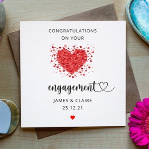 Personalised Engagement Card, Love heart card, Congratulations Engagement Personalised, Irish Made Engagement Card