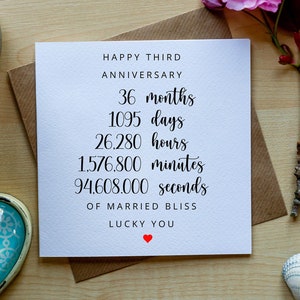 Carta del 3° anniversario per lui, per lei, carta del terzo anniversario per il fidanzato, per la fidanzata, simpatico regalo per il 3° anniversario, Irlanda