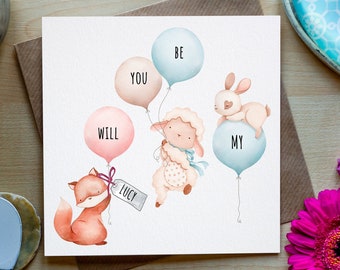 Will you be my Godmother Godfather Godparents Christening Card