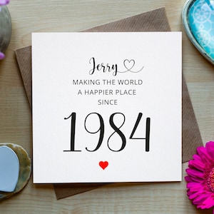 Personalised 1984, 40th Card, Fortieth Birthday, Birthday Card For 40th, Forty Birthday Card, For Him, For Her, Card for Friend