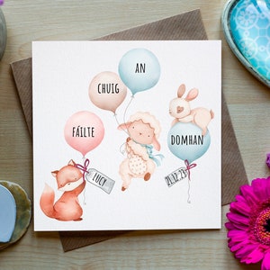 Gepersonaliseerd Welcome to the World / Fáilte Chuig an Domhan, nieuwe babykaart, Gaeilge nieuwe babykaart