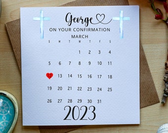 Personalised Confirmation Day Card for a Boy, Confirmation Card for Son, Grandson Confirmation Day Card