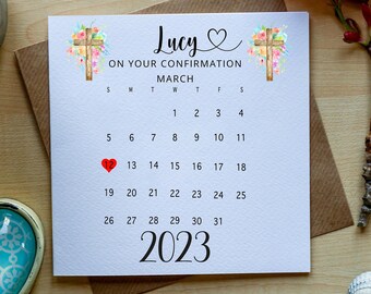 Personalised Confirmation Day Card for a Girl, Confirmation Card for Daughter, Granddaughter Confirmation Day Card