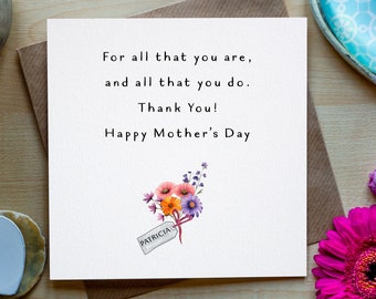 Personalised Mother's Day Card, Card for Mum, Mother's Day, Special Mum card, Bouquet Flowers Card