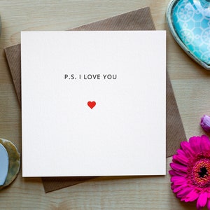 P.S. I Love You Card, Anniversary Card, Card for Husband, Wife, Blank Love Card, Love Cards, I Love You, Romantic Cards.