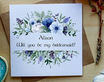 Personalised Bridesmaid Card, Will You Be My Bridesmaid Card, Bridesmaid Proposal, Bridesmaid Proposal Card, Floral Bridesmaid Card