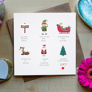 Gepersonaliseerde gelukkige kerstkaart voor kind, nieuwe babykerstkaart, kerstkaart voor kinderen, kerstkaart voor nichtje, kleinkind, neefje