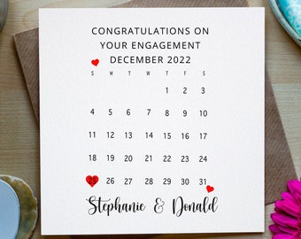 Personalised Engagement Card, Calendar Card, Congratulations Engagement Personalised, Irish Made Engagement Card
