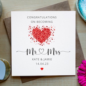 Carte de mariage personnalisée, carte de coeur d'amour, mariage de félicitations, carte de M. et Mme, carte de mariage personnalisée de fabrication irlandaise