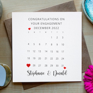 Personalised Engagement Card, Calendar Card, Congratulations Engagement Personalised, Irish Made Engagement Card