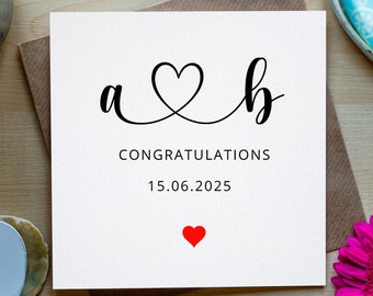 Personalised Wedding or Engagement Card With Initials, Congratulations Engagement Card, Wedding Gift Card, On Your Wedding Day Card