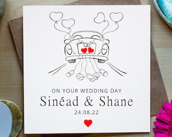 Personalised Wedding Card, Wedding Day Card, Wedding Car Card, Just Married Card, Mr & Mrs Names Cards, Gaeilge Wedding Card, Irish language
