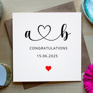 Personalised Wedding Card, Engagement Card With Initials, Congratulations Engagement Card, Wedding Gift Card, On Your Wedding Day Card