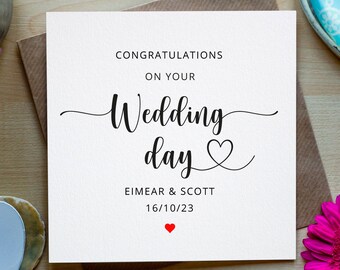 Elegant Wedding Congratulations Card - Marriage Congratulations Card - Personalised Wedding Card - Bride and Groom Card